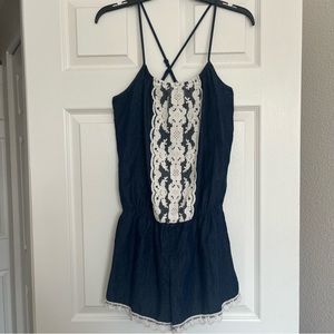 Maurice’s Lace Trim Sleeveless Romper Medium